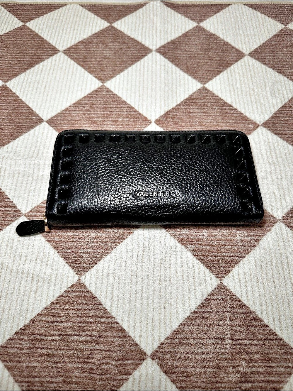 Valentino Black Studded Zip-Around Wallet Like New